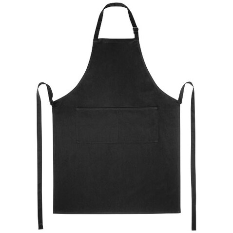 Andrea 240 g/m² Schürze mit verstellbarem Nackenband, schwarz bedrucken, Art.-Nr. 11333490