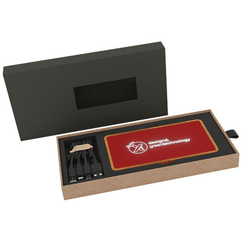 SCX.design P36 5000 mAh kabellose Powerbank mit Leuchtlogo, Mid red, holz bedrucken, Art.-Nr. 2PX05921