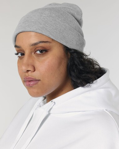 Rib Beanie - Heather Grey - OS bedrucken, Art.-Nr. STAU772C250OS