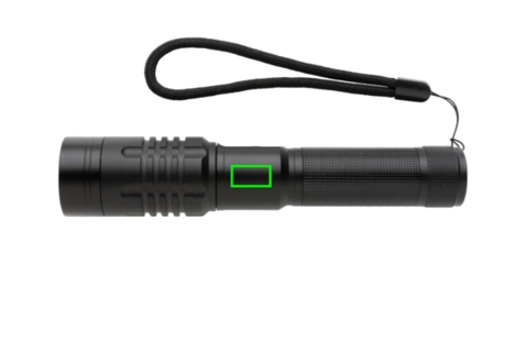 Gear X wiederaufladbare USB Taschenlampe schwarz bedrucken, Art.-Nr. P513.851