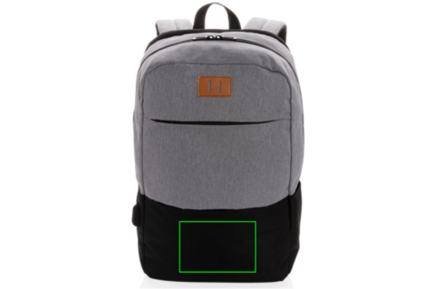 Moderner 15.6&quot; USB &amp; RFID Laptop-Rucksack, PVC-frei schwarz bedrucken, Art.-Nr. P760.051