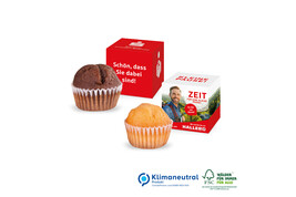 Muffin „Mini“ im Werbe-Würfel, Klimaneutral, FSC® bedrucken, Art.-Nr. 91480