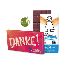 Schutzengel Schokolade, 100 g, Klimaneutral, FSC® bedrucken, Art.-Nr. 91113
