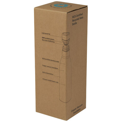 Vasa RCS-zertifizierte Kupfer-Vakuum Isolierflasche aus recyceltem Edelstahl, 500 ml, weiss bedrucken, Art.-Nr. 10073601