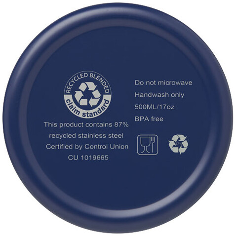Vasa RCS-zertifizierte Kupfer-Vakuum Isolierflasche aus recyceltem Edelstahl, 500 ml, blau bedrucken, Art.-Nr. 10073652