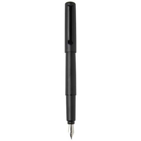 Lucetta Füllfederhalter aus recyceltem Aluminium (schwarze Mine), schwarz bedrucken, Art.-Nr. 10783290