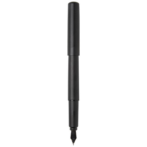 Lucetta Füllfederhalter aus recyceltem Aluminium (schwarze Mine), schwarz bedrucken, Art.-Nr. 10783290