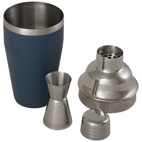Gaudie Cocktailshaker aus recyceltem Edelstahl, eisblau bedrucken, Art.-Nr. 11334950