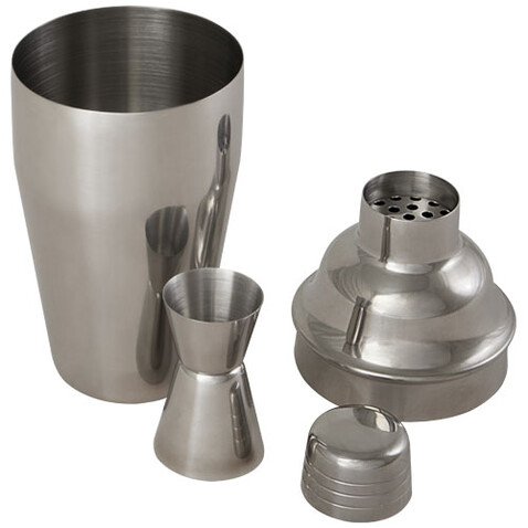 Gaudie Cocktailshaker aus recyceltem Edelstahl, silber bedrucken, Art.-Nr. 11334981