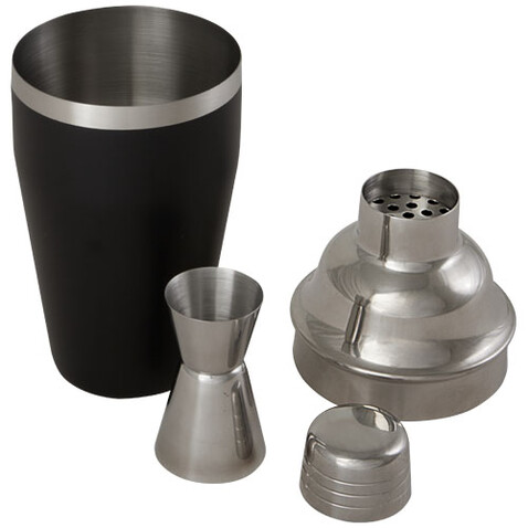 Gaudie Cocktailshaker aus recyceltem Edelstahl, schwarz bedrucken, Art.-Nr. 11334990 Gaudie Cocktailshaker aus recyceltem Edelstahl, schwarz bedrucken, Art.-Nr. 11334990