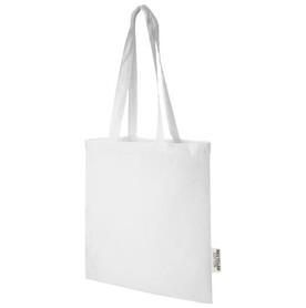 Madras 140 g/m² Baumwoll Tragetasche aus GRS recycelter Baumwolle, 7L, weiss bedrucken, Art.-Nr. 12069501