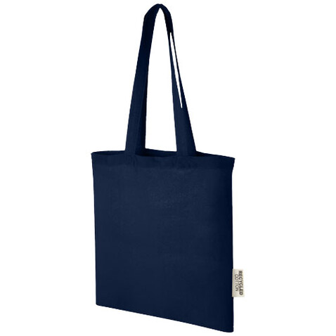 Madras 140 g/m² Baumwoll Tragetasche aus GRS recycelter Baumwolle, 7L, navy bedrucken, Art.-Nr. 12069555
