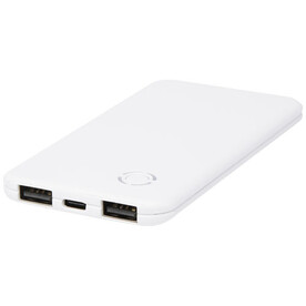Slender 4000 mAh flache Dual Powerbank, weiss bedrucken, Art.-Nr. 12431901