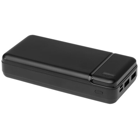 Loop 20.000 mAh Powerbank aus recyceltem Kunststoff, schwarz bedrucken, Art.-Nr. 12432290