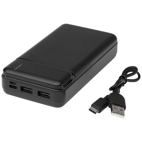 Loop 20.000 mAh Powerbank aus recyceltem Kunststoff, schwarz bedrucken, Art.-Nr. 12432290