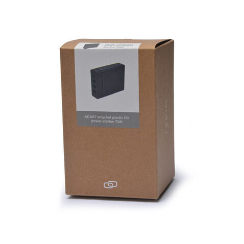 ADAPT PD-Powerstation aus recyceltem Kunststoff, 72W, schwarz bedrucken, Art.-Nr. 12433090