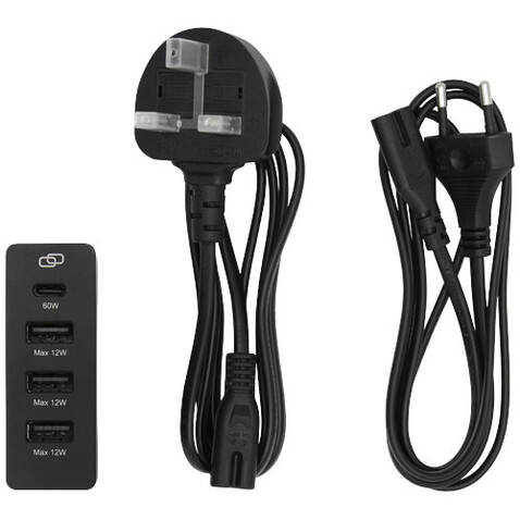 ADAPT PD-Powerstation aus recyceltem Kunststoff, 72W, schwarz bedrucken, Art.-Nr. 12433090