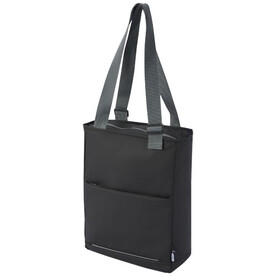 Aqua wasserabweisende 14&amp;quot; Laptop-Tragetasche aus GRS Recyclingmaterial 14 L, schwarz bedrucken, Art.-Nr. 13003890