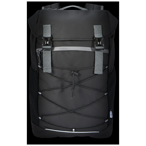 Aqua 15,6" GRS recycelter wasserabweisender Laptop-Rucksack 23 L, schwarz bedrucken, Art.-Nr. 13004490