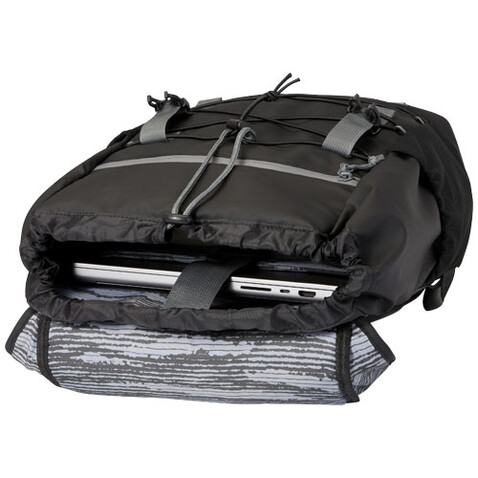 Aqua 15,6" GRS recycelter wasserabweisender Laptop-Rucksack 23 L, schwarz bedrucken, Art.-Nr. 13004490