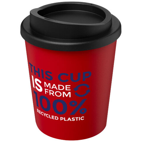 Americano® Espresso 250 ml recycelter Isolierbecher, rot, schwarz bedrucken, Art.-Nr. 21045221