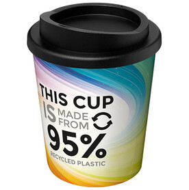 Brite-Americano® Espresso Recycled Isolierbecher, 250 ml, weiss, schwarz bedrucken, Art.-Nr. 21049401