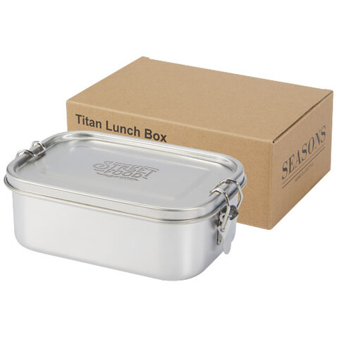 Titan Lunchbox aus recyceltem Edelstahl, silber bedrucken, Art.-Nr. 11333981