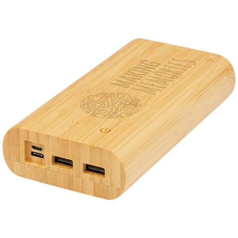 Tulda 20.000 mAh Powerbank aus Bambus, natur bedrucken, Art.-Nr. 12432406