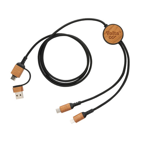 Ohio 6-in-1-Kabel aus RCS zertifiziert recyceltem Kunststoff schwarz bedrucken, Art.-Nr. P302.861