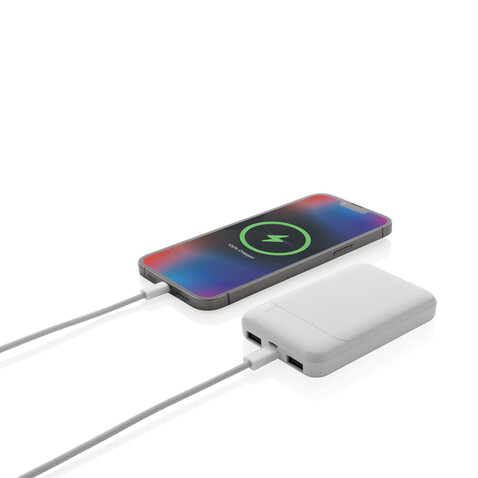 5.000mAh Powerbank aus RCS recyceltem Kunststoff weiß bedrucken, Art.-Nr. P322.613