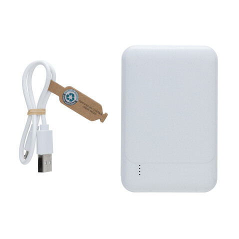 5.000mAh Powerbank aus RCS recyceltem Kunststoff weiß bedrucken, Art.-Nr. P322.613