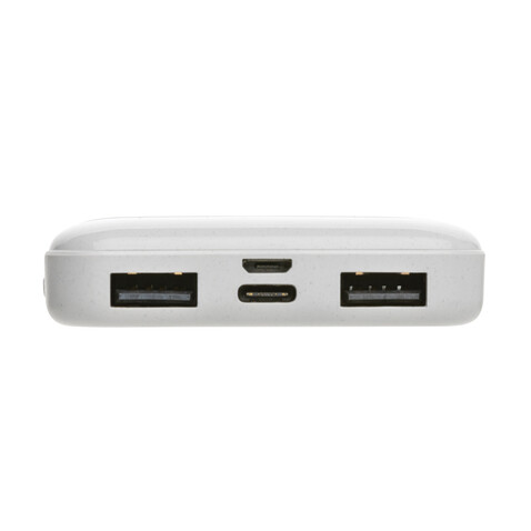 5.000mAh Powerbank aus RCS recyceltem Kunststoff weiß bedrucken, Art.-Nr. P322.613