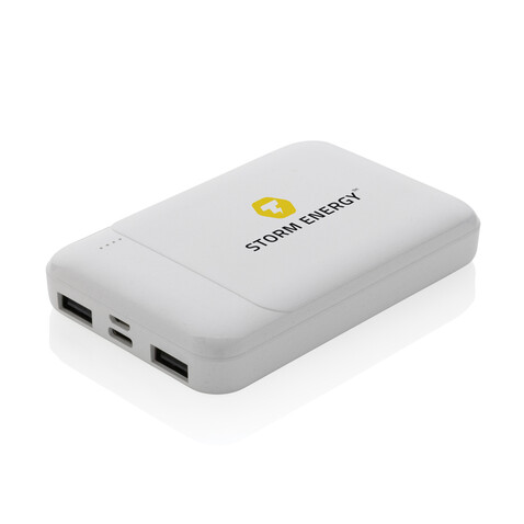 5.000mAh Powerbank aus RCS recyceltem Kunststoff weiß bedrucken, Art.-Nr. P322.613
