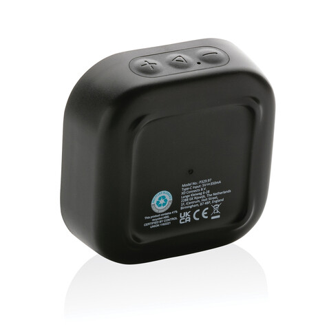 Soundbox 3W Lautsprecher aus RCS recyceltem Kunststoff schwarz bedrucken, Art.-Nr. P329.971