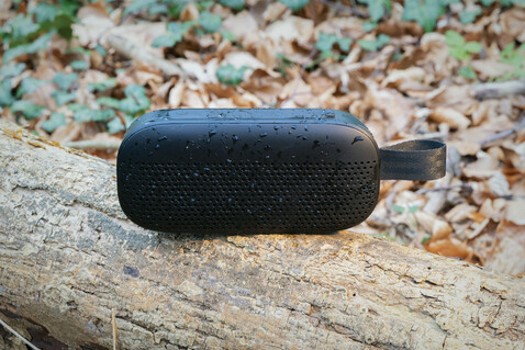 Soundbox 5W Lautsprecher aus RCS recyceltem Kunststoff schwarz bedrucken, Art.-Nr. P329.981