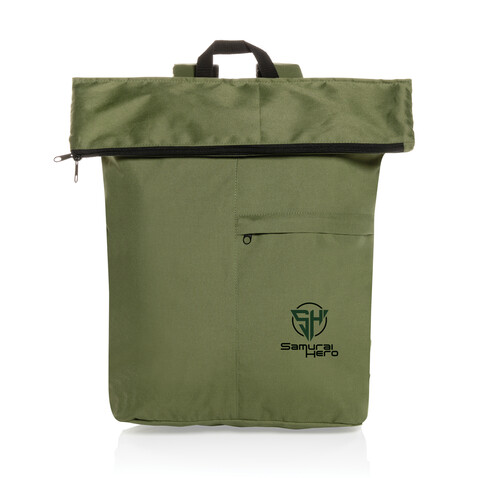 Dillon AWARE™ RPET faltbarer Lightweight-Rucksack grün bedrucken, Art.-Nr. P763.177