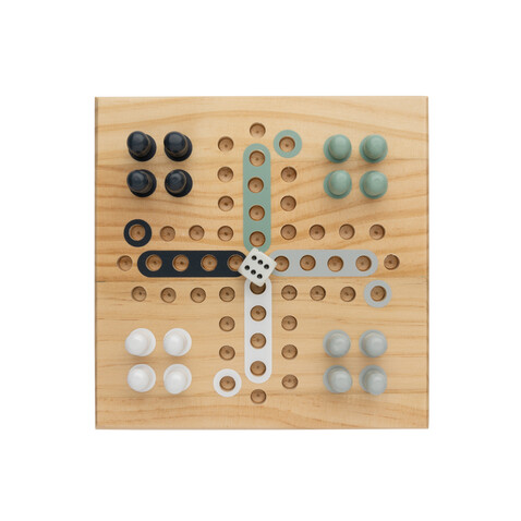 Claire Ludo-Spiel aus Holz braun bedrucken, Art.-Nr. P940.279