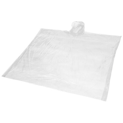 Mayan Regenponcho mit Aufbewahrungstasche aus recyceltem Kunststoff, weiss bedrucken, Art.-Nr. 10941701