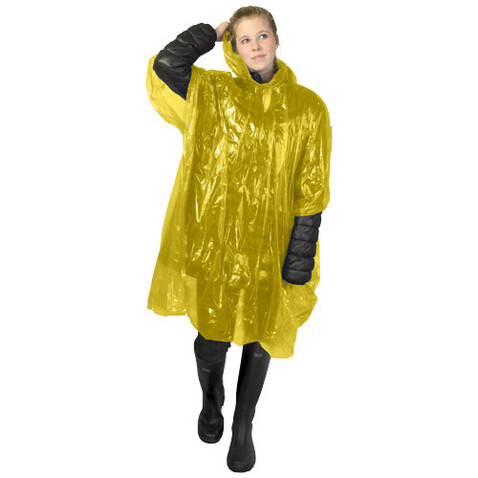 Mayan Regenponcho mit Aufbewahrungstasche aus recyceltem Kunststoff, gelb bedrucken, Art.-Nr. 10941711