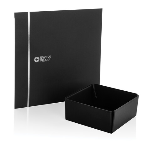 Swiss Peak faltbare Magnetbox aus RCS recyceltem PU schwarz bedrucken, Art.-Nr. P300.261