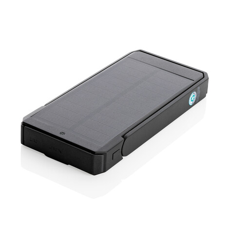 Skywave 10000mAh Solarpowerbank aus RCS recycelt. Kunststoff schwarz bedrucken, Art.-Nr. P322.341