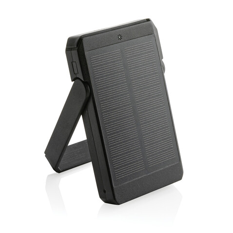 Skywave 5000mah Solar Powerbank, 10W Wireless aus rPlastik schwarz bedrucken, Art.-Nr. P322.361