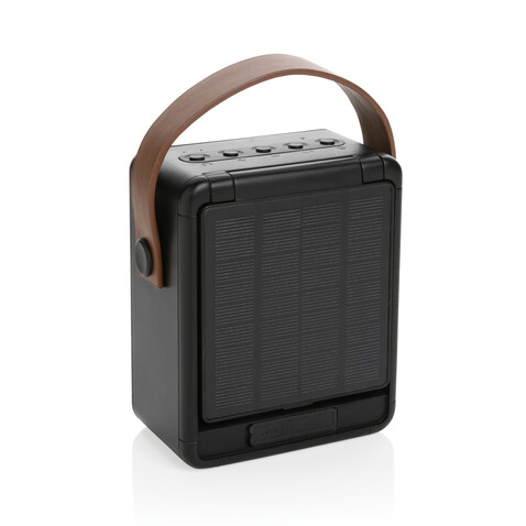 Skywave 12W Solar-Lautsprecher aus RCS recyceltem Kunststoff schwarz bedrucken, Art.-Nr. P331.011