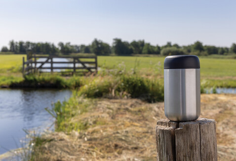 Brew Vakuumbecher aus RCS recyceltem Stainless-Steel silber bedrucken, Art.-Nr. P435.082