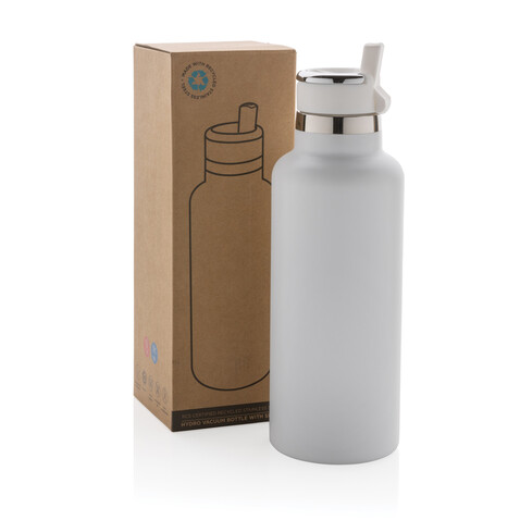 Hydro Vakuumflasche aus RCS recycel. Stainless-Steel weiß bedrucken, Art.-Nr. P435.553
