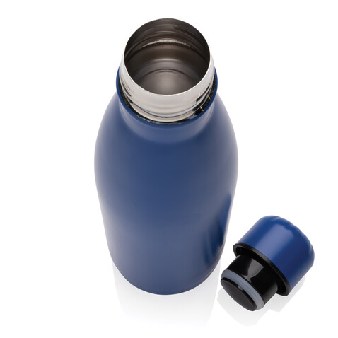 Eureka einwandige Wasserflasche aus RCS rec. Stainless-Steel blau bedrucken, Art.-Nr. P435.725