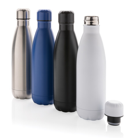 Eureka einwandige Wasserflasche aus RCS rec. Stainless-Steel blau bedrucken, Art.-Nr. P435.725