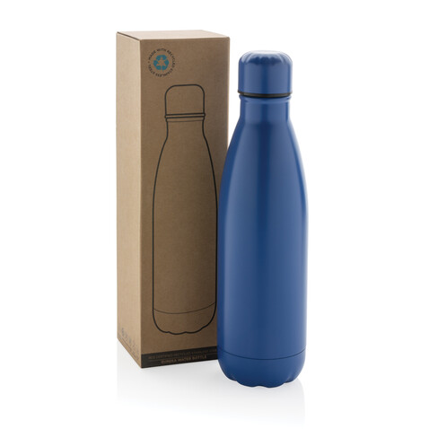 Eureka einwandige Wasserflasche aus RCS rec. Stainless-Steel blau bedrucken, Art.-Nr. P435.725