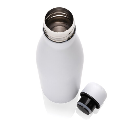 Eureka einwandige Wasserflasche aus RCS rec. Stainless-Steel weiß bedrucken, Art.-Nr. P435.723