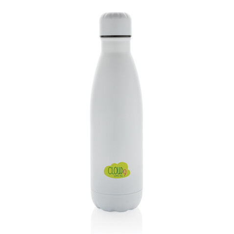 Eureka einwandige Wasserflasche aus RCS rec. Stainless-Steel weiß bedrucken, Art.-Nr. P435.723